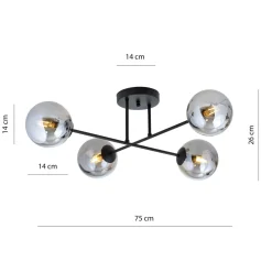 Emibig Kjøkkenbelysning Tak|Taklamper / Takplafonder<Roma taklampe 4-lys - Svart/Røykfarget