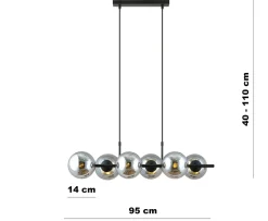 Emibig Kjøkkenbelysning Tak|Takpendler<Rory takpendel 6-lys - Svart/Røykfarget