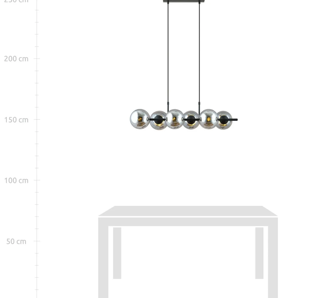 Emibig Kjøkkenbelysning Tak|Takpendler<Rory takpendel 6-lys - Svart/Røykfarget