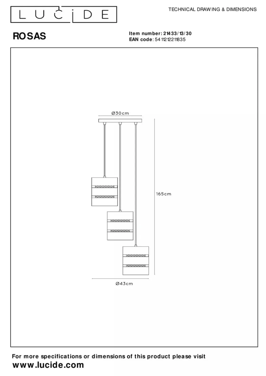 Lucide Kjøkkenbelysning Tak|Takpendler<Rosas rondell takpendel 3-lys