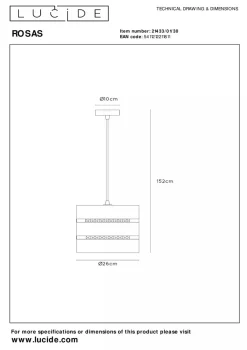 Lucide Kjøkkenbelysning Tak|Takpendler<Rosas takpendel 26 cm