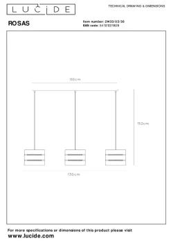 Lucide Kjøkkenbelysning Tak|Takpendler<Rosas takpendel 3-lys
