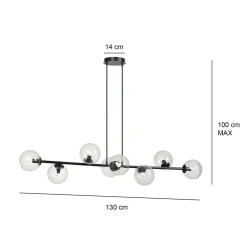 Emibig Kjøkkenbelysning Tak|Takpendler<Rossi takpendel 8 lys - Svart/Klartglass