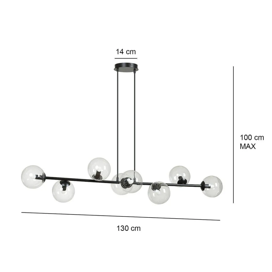 Emibig Kjøkkenbelysning Tak|Takpendler<Rossi takpendel 8 lys - Svart/Klartglass