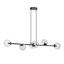 Emibig Kjøkkenbelysning Tak|Takpendler<Rossi takpendel 6 lys - Svart/Klart glass