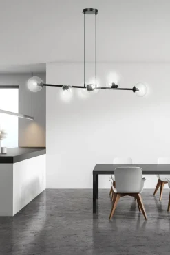 Emibig Kjøkkenbelysning Tak|Takpendler<Rossi takpendel 6 lys - Svart/Klart glass