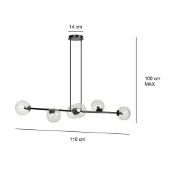 Emibig Kjøkkenbelysning Tak|Takpendler<Rossi takpendel 6 lys - Svart/Klart glass