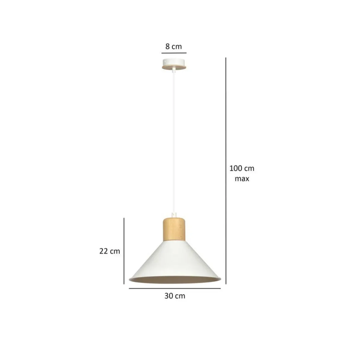 Emibig Kjøkkenbelysning Tak|Takpendler<Rowen takpendel 25 cm - Hvit/Tre
