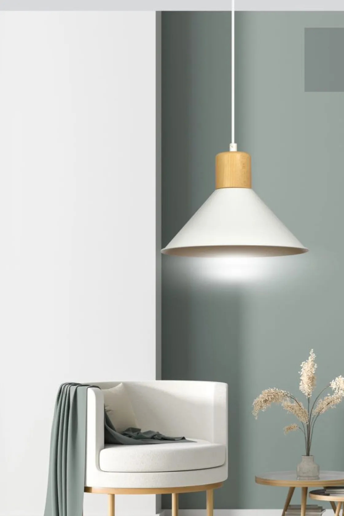 Emibig Kjøkkenbelysning Tak|Takpendler<Rowen takpendel 25 cm - Hvit/Tre