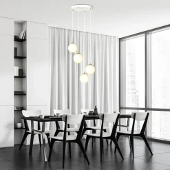 Emibig Kjøkkenbelysning Tak|Takpendler<Royal takpendel 4-lys - Hvit/Opal/Gullfarget