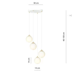 Emibig Kjøkkenbelysning Tak|Takpendler<Royal takpendel 4-lys - Hvit/Opal/Gullfarget