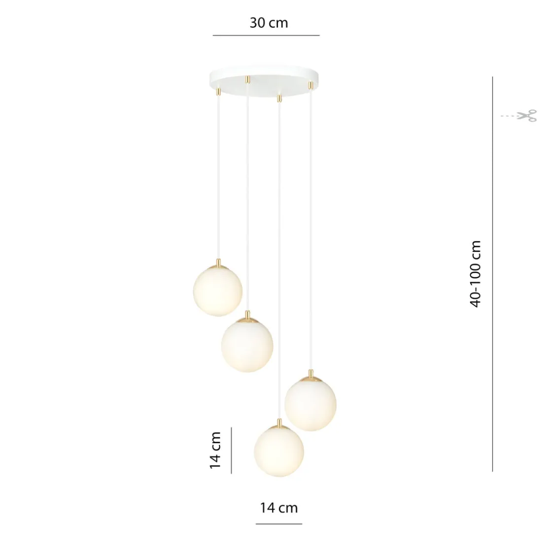 Emibig Kjøkkenbelysning Tak|Takpendler<Royal takpendel 4-lys - Hvit/Opal/Gullfarget
