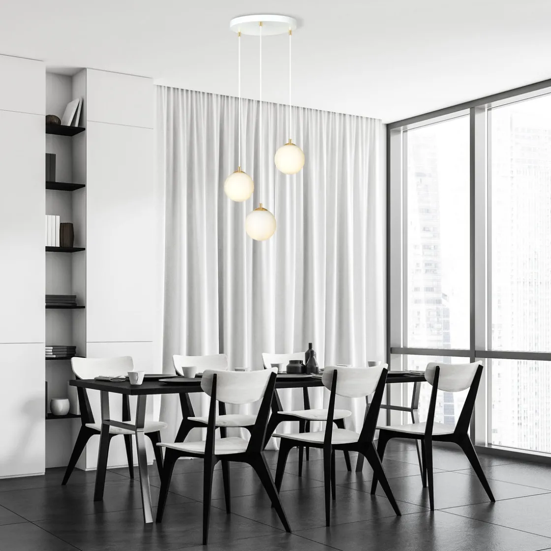 Emibig Kjøkkenbelysning Tak|Takpendler<Royal takpendel 3-lys - Hvit/Opal/Gullfarget