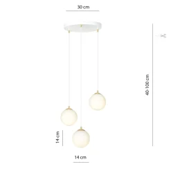 Emibig Kjøkkenbelysning Tak|Takpendler<Royal takpendel 3-lys - Hvit/Opal/Gullfarget