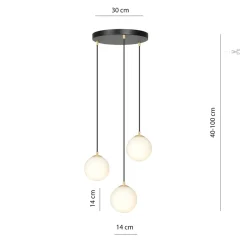 Emibig Kjøkkenbelysning Tak|Takpendler<Royal takpendel 3-lys - Svart/Opal/Gullfarget