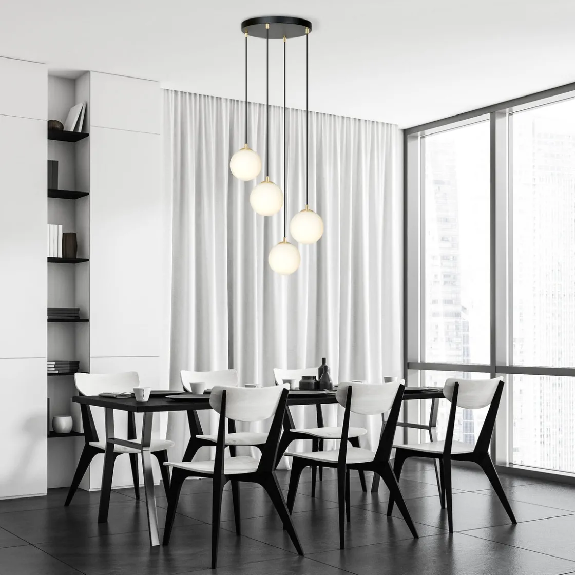 Emibig Kjøkkenbelysning Tak|Takpendler<Royal takpendel 4-lys - Svart/Opal/Gullfarget