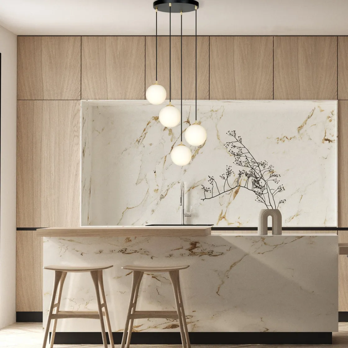 Emibig Kjøkkenbelysning Tak|Takpendler<Royal takpendel 4-lys - Svart/Opal/Gullfarget