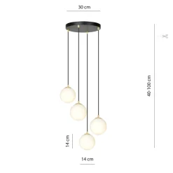 Emibig Kjøkkenbelysning Tak|Takpendler<Royal takpendel 4-lys - Svart/Opal/Gullfarget