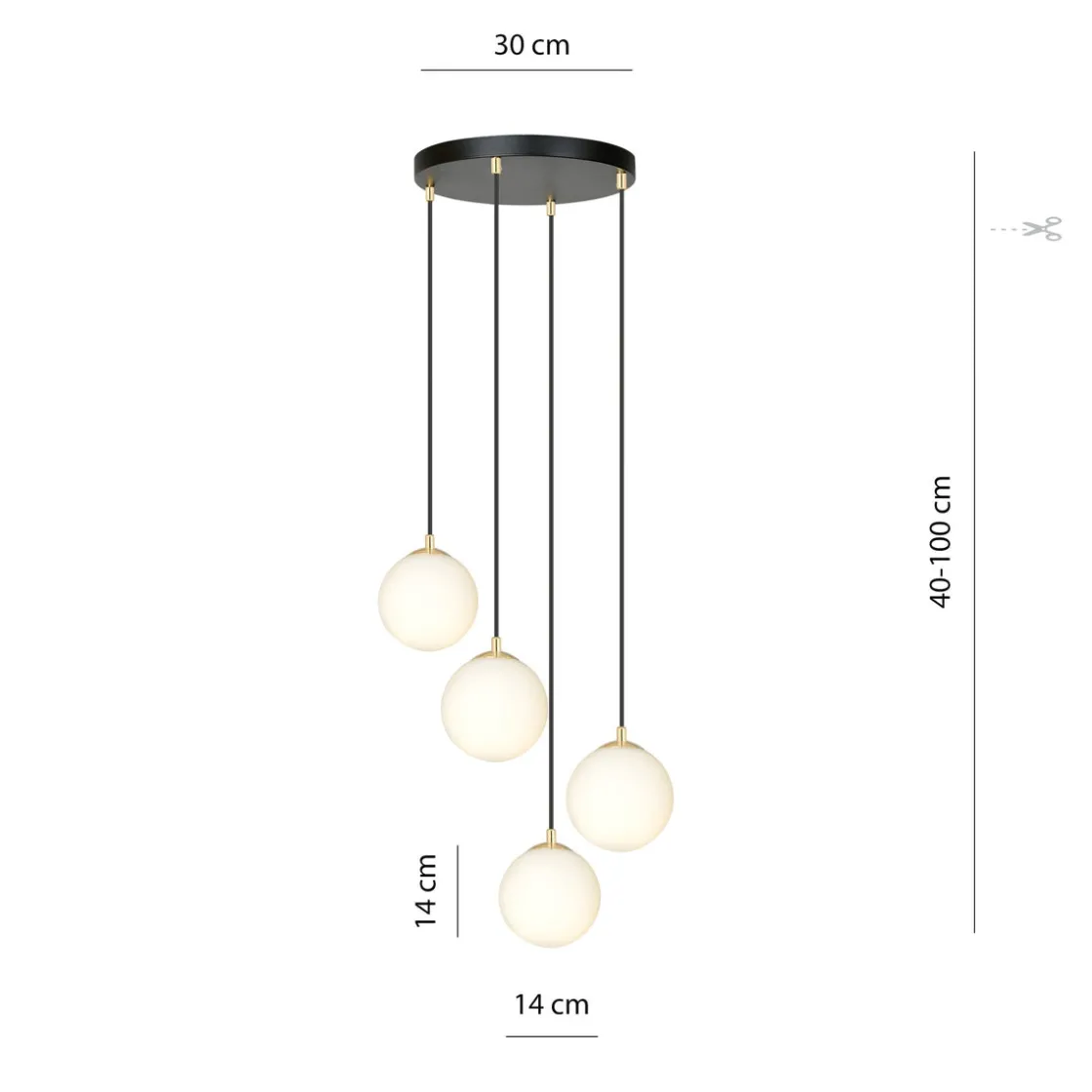 Emibig Kjøkkenbelysning Tak|Takpendler<Royal takpendel 4-lys - Svart/Opal/Gullfarget