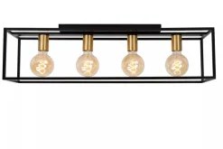 Lucide Kjøkkenbelysning Tak|Taklamper / Takplafonder<Ruben taklampe 90 cm 4-lys - Svart/Gullfarget