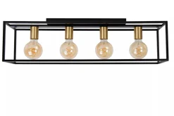 Lucide Kjøkkenbelysning Tak|Taklamper / Takplafonder<Ruben taklampe 90 cm 4-lys - Svart/Gullfarget