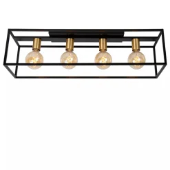Lucide Kjøkkenbelysning Tak|Taklamper / Takplafonder<Ruben taklampe 90 cm 4-lys - Svart/Gullfarget
