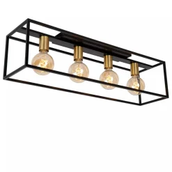 Lucide Kjøkkenbelysning Tak|Taklamper / Takplafonder<Ruben taklampe 90 cm 4-lys - Svart/Gullfarget