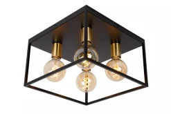 Lucide Kjøkkenbelysning Tak|Taklamper / Takplafonder<Ruben taklampe 36x36 cm 4-lys - Svart/Gullfarget