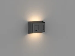 Aneta Lighting Utelamper Med Opp/Ned Lys<Søgne vegglampe utendørs opp/ned lys IP44 10W m/dobbel stikkontakt - Dimbar