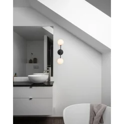 Pr home of Scandinavia Ab Baderomsbelysning Vegg<Sigma vegglampe dobbel IP23 - Svart/Opal