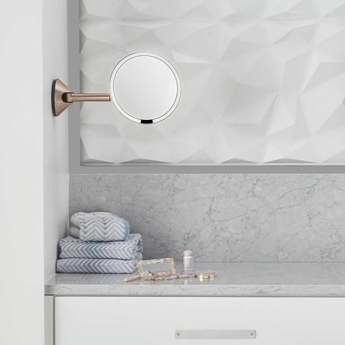 Simplehuman Sminkespeil Med Lys<sminkespeil med lys, 20cm veggmontert kabel - Rosegull