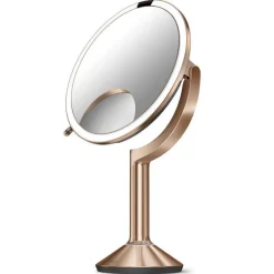 Simplehuman Sminkespeil Med Lys<sminkespeil trio med lys, sensor og oppladbart - Rosegull