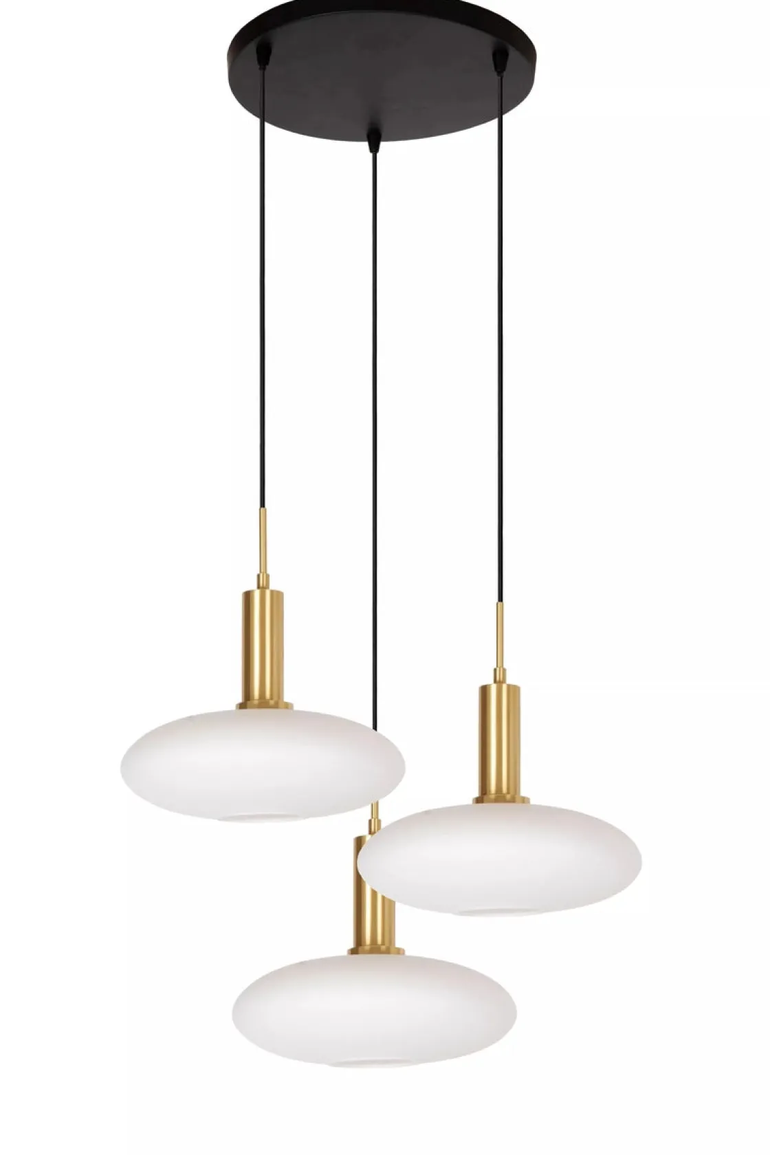 Lucide Kjøkkenbelysning Tak|Takpendler<Singala rondell takpendel 3-lys - Svart/Opal/Messingfarget