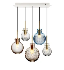 Hadeland Glassverk Kjøkkenbelysning Tak|Takpendler<Skjærgård Krystallkuler 5 stk - Baldakin