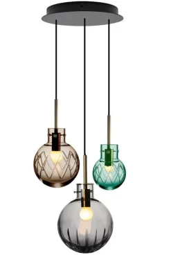 Hadeland Glassverk Kjøkkenbelysning Tak|Takpendler<Skumring Krystallkuler 3 stk - Sort Baldakin