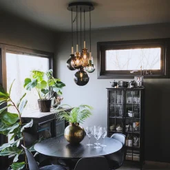 Hadeland Glassverk Kjøkkenbelysning Tak|Takpendler<Skumring kuler 5 stk - Sort Baldakin