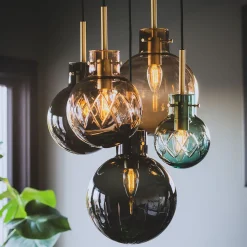 Hadeland Glassverk Kjøkkenbelysning Tak|Takpendler<Skumring kuler 5 stk - Sort Baldakin