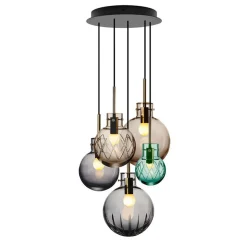 Hadeland Glassverk Kjøkkenbelysning Tak|Takpendler<Skumring kuler 5 stk - Sort Baldakin