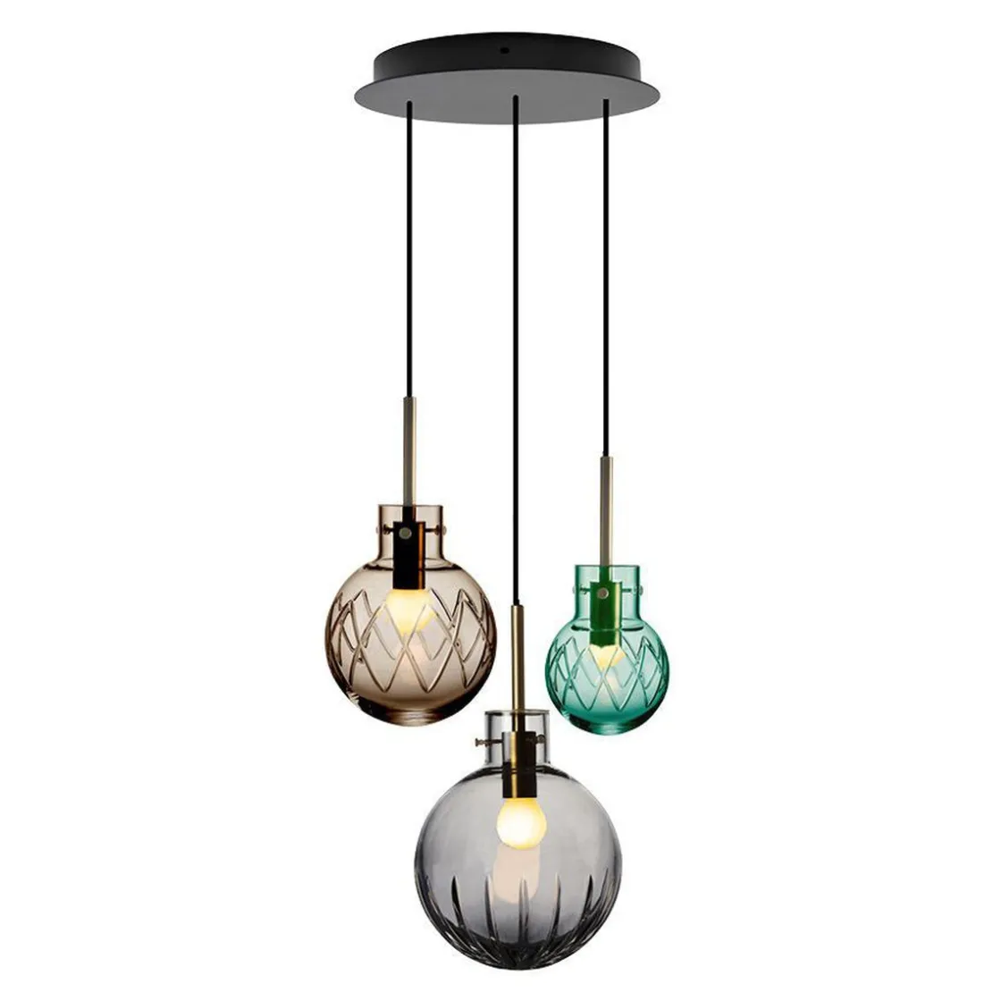 Hadeland Glassverk Kjøkkenbelysning Tak|Takpendler<Skumring Krystallkuler 3 stk - Hvit Baldakin