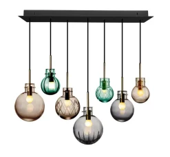 Hadeland Glassverk Kjøkkenbelysning Tak|Takpendler<Skumring kuler 7 stk - Sort Baldakin