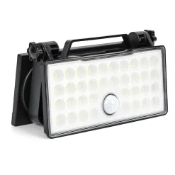 NorDesign Solcellebelysning<Solar portabel vegglampe 10W 3000 Kelvin IP65 utendørs med solcelle og sensor