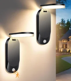 NorDesign Solcellebelysning|Utelamper Med Opp/Ned Lys<Solar vegglampe 5W 3000 Kelvin IP65 utendørs med solcelle og sensor