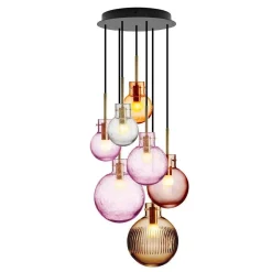 Hadeland Glassverk Kjøkkenbelysning Tak|Takpendler<Soloppgang kuler 7 stk - Sort Baldakin