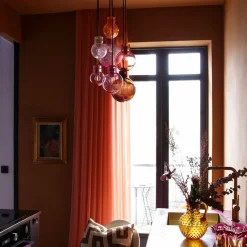 Hadeland Glassverk Kjøkkenbelysning Tak|Takpendler<Soloppgang kuler 7 stk - Sort Baldakin