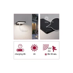 Paulmann Solcellebelysning|Utelamper Med Opp/Ned Lys<Solveig vegglampe utendørs 4,8W 3000 Kelvin m/bevegelses sensor - Solcelle