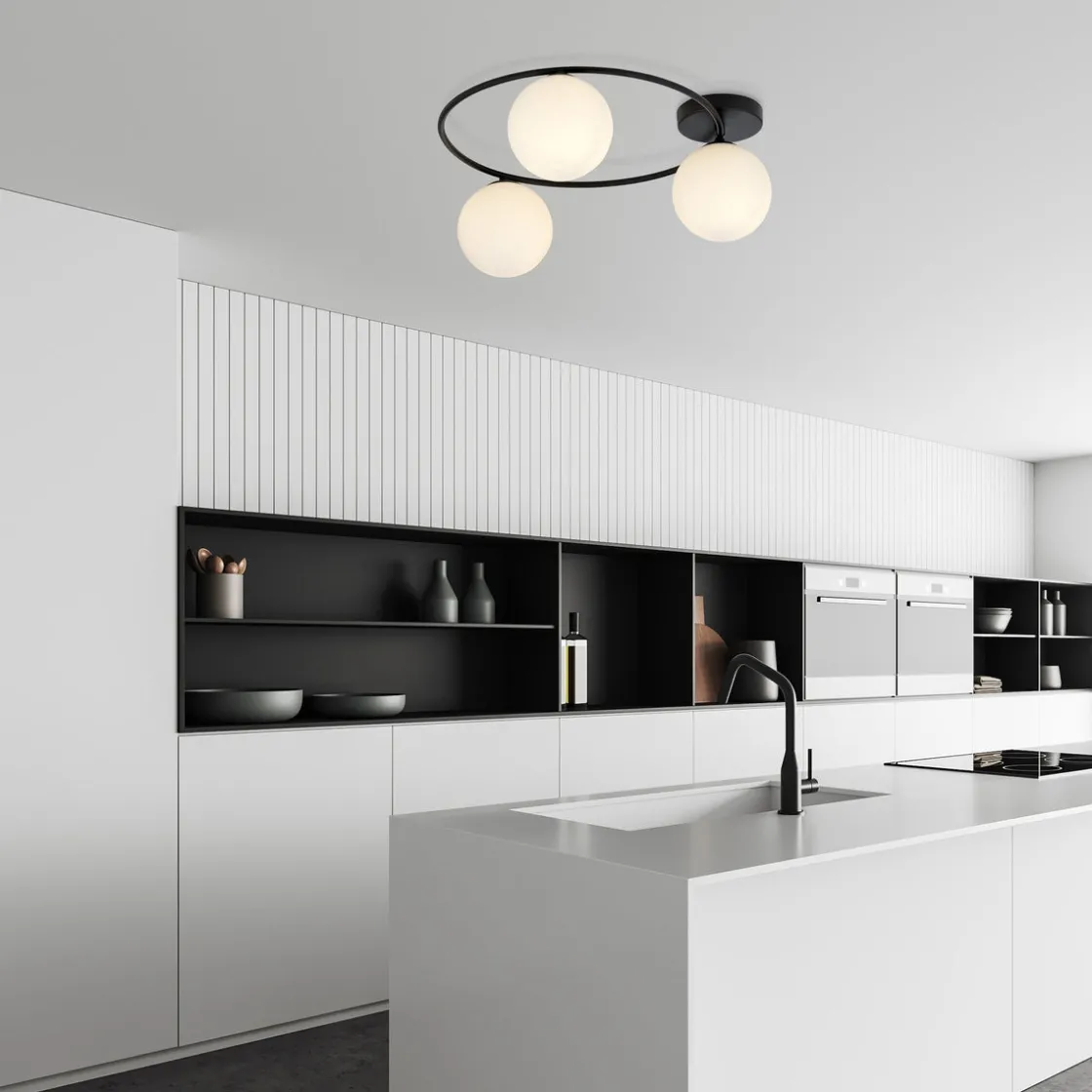 Emibig Kjøkkenbelysning Tak|Taklamper / Takplafonder<Sopra taklampe 3-lys - Svart/Opal