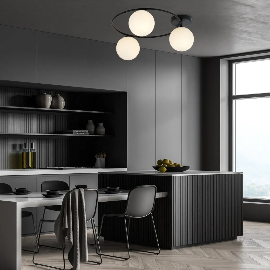 Emibig Kjøkkenbelysning Tak|Taklamper / Takplafonder<Sopra taklampe 3-lys - Svart/Opal