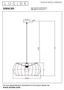 Lucide Kjøkkenbelysning Tak|Takpendler<Spencer takpendel 40 cm