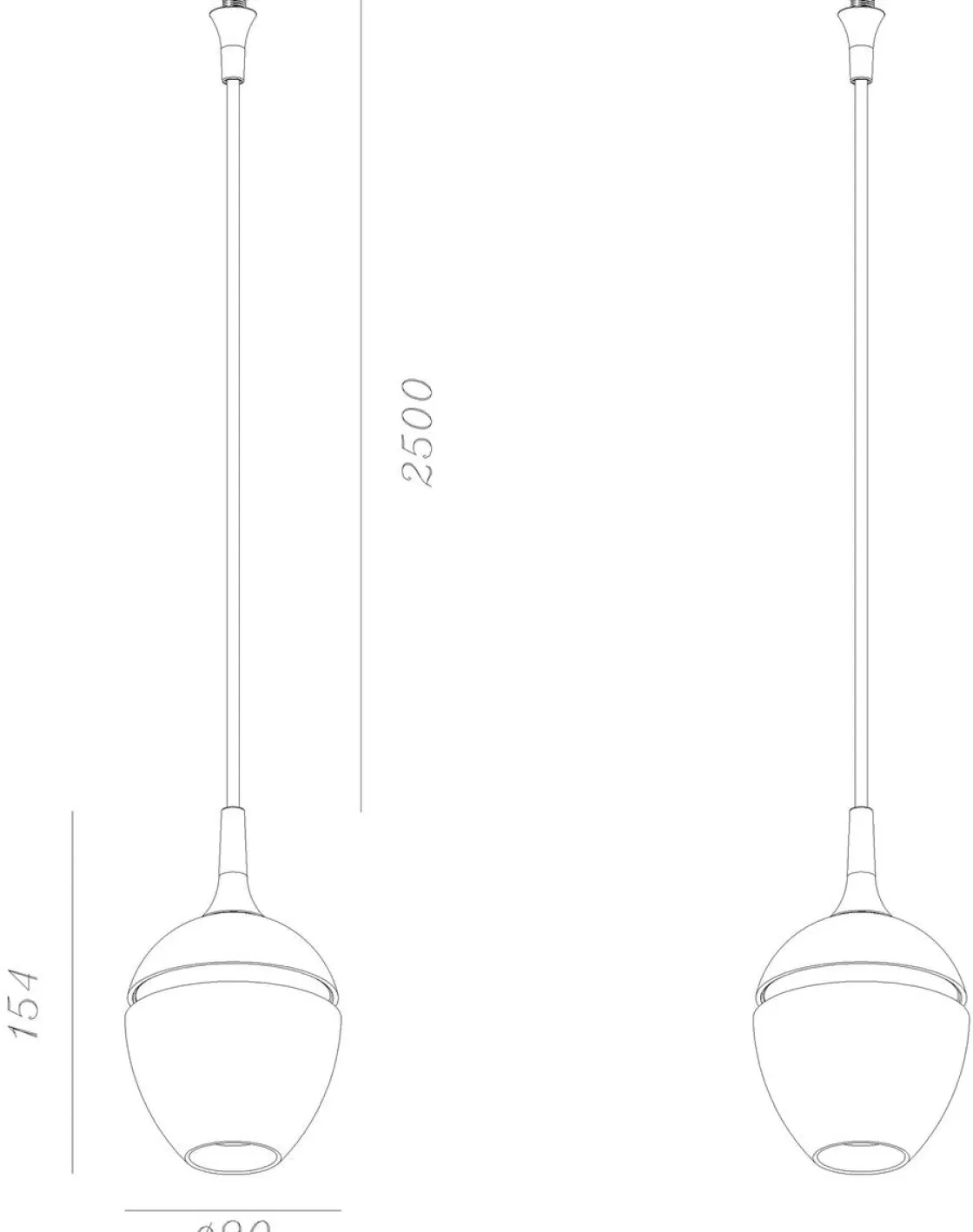 NorDesign Kjøkkenbelysning Tak|Takpendler<Split takpendel 9 cm
