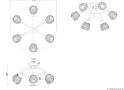 Trio Lighting Kjøkkenbelysning Tak|Takpendler<Tarifa taklampe 6-lys